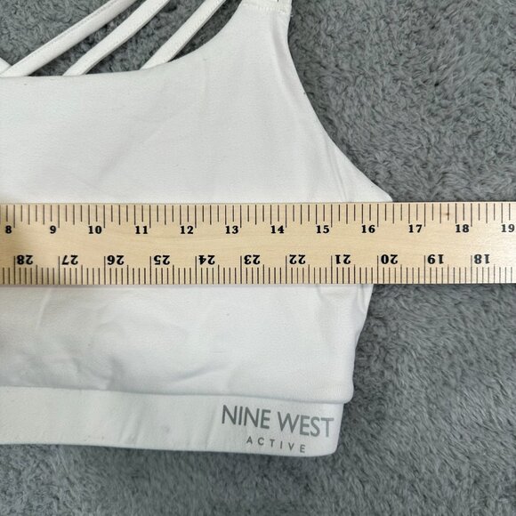 Nine West Active White Strappy Cross Back Padded Sports Bra L - Picture 6 of 8